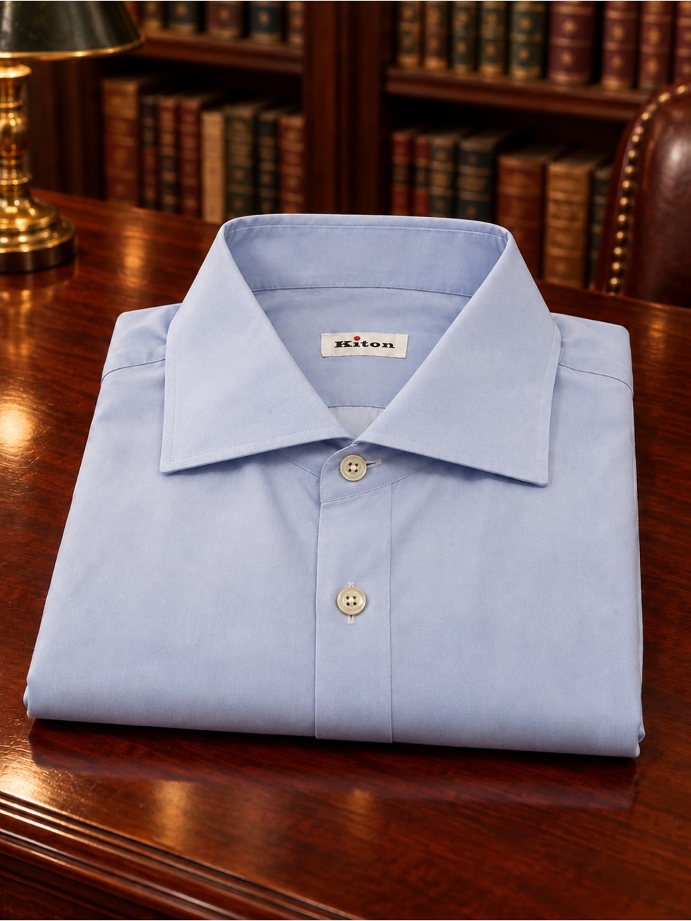 Kiton Pale Blue Men's Spread-Collar Dress Shirt